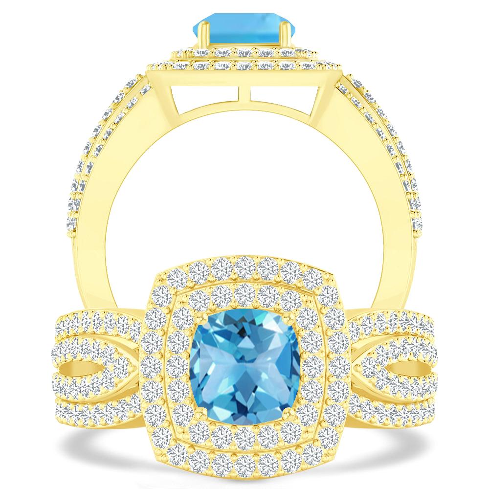 Yellow Gold - Blue Topaz