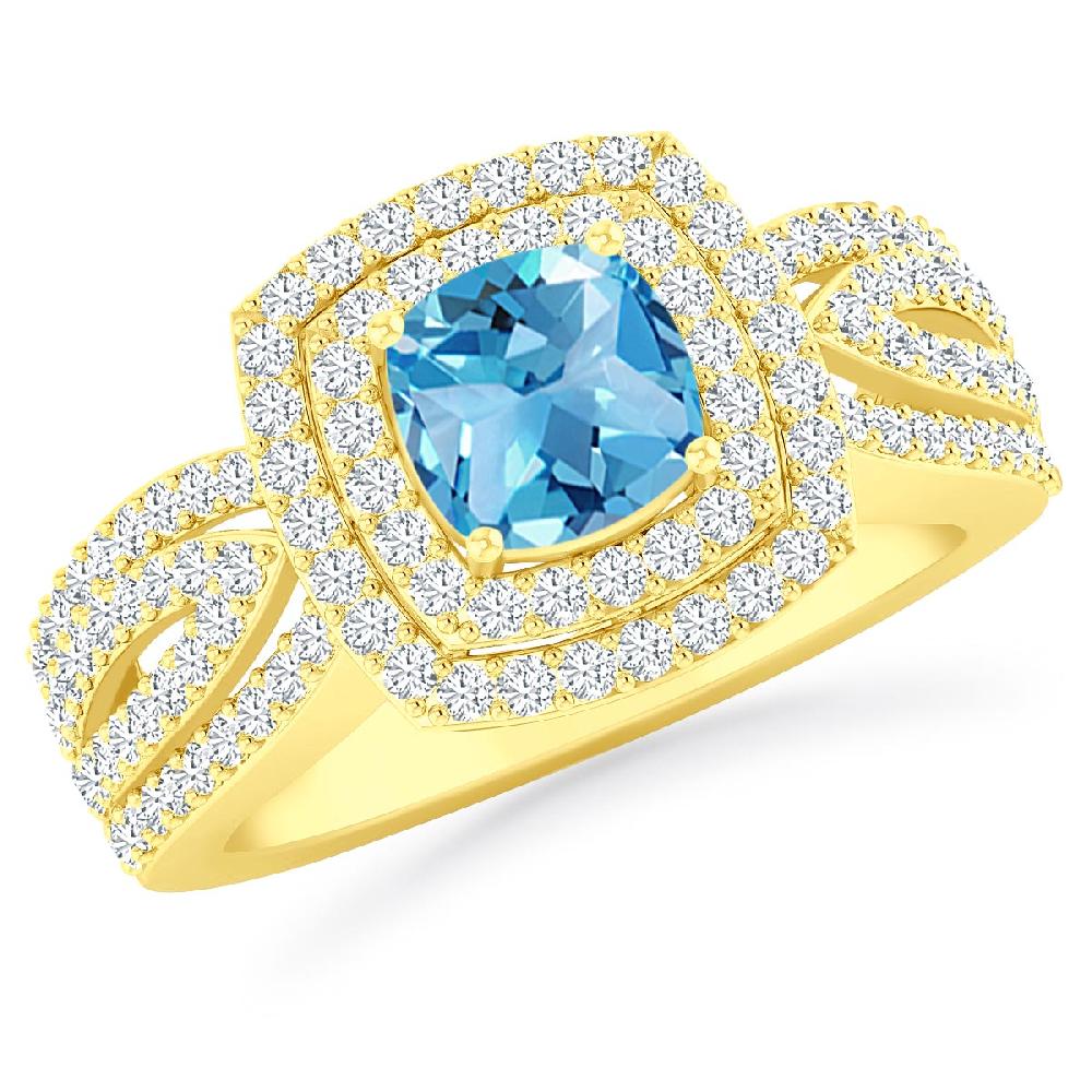 Yellow Gold - Blue Topaz
