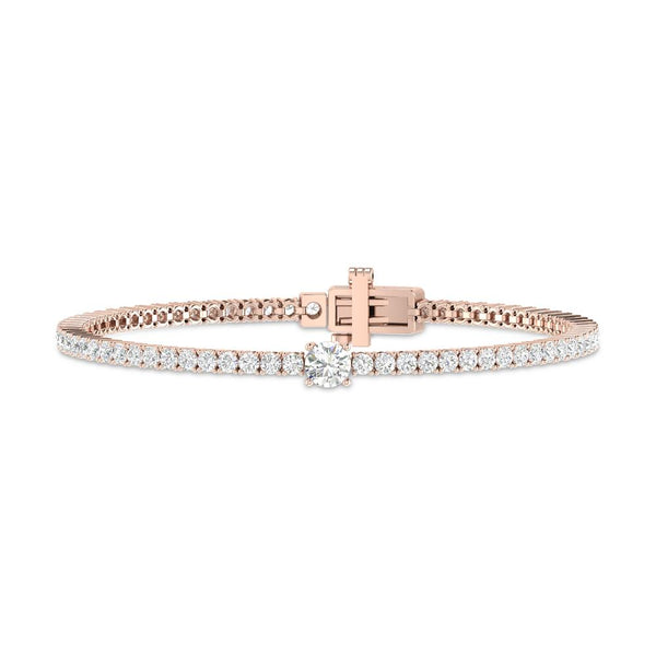 1/50 ctw Prong-Set Round Diamond Link Tennis Bracelet In 14K