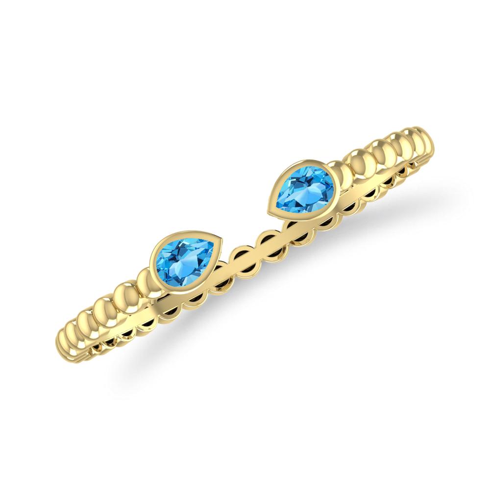 Yellow Gold - Blue Topaz