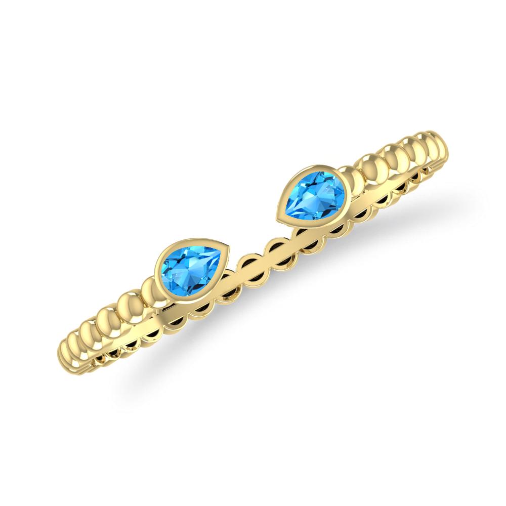 Yellow Gold - Blue Topaz