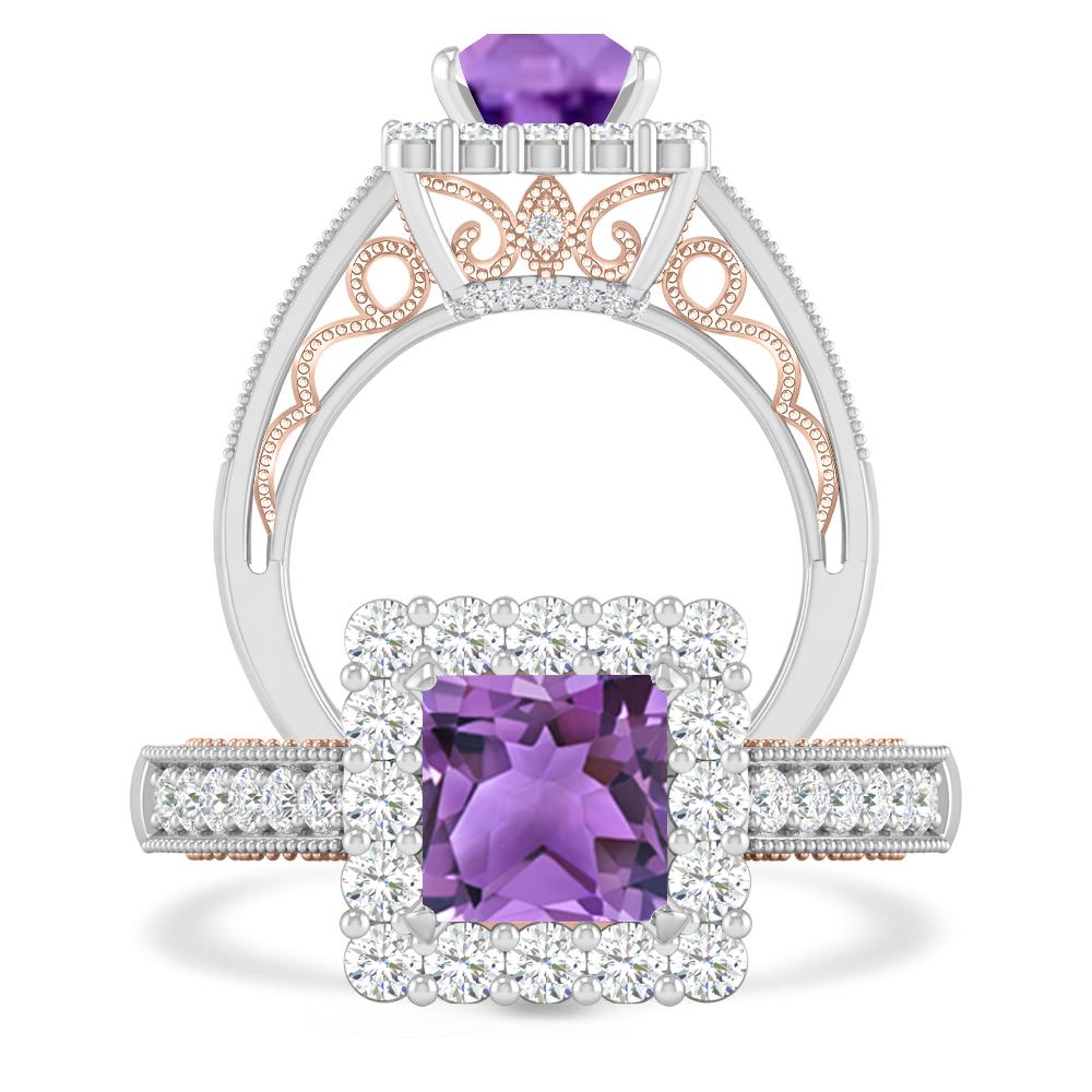 White Gold/Rose Gold - Amethyst