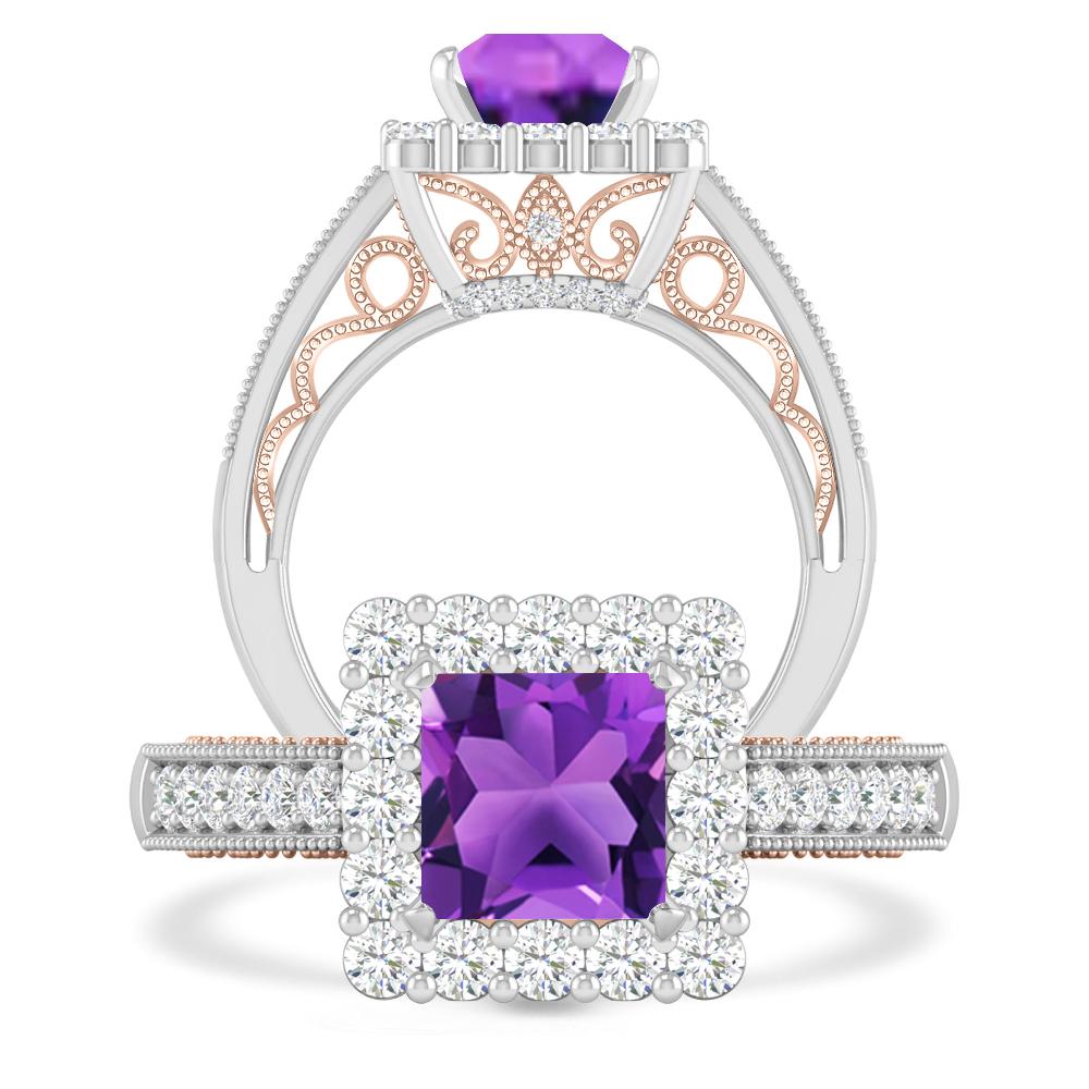 White Gold/Rose Gold - Amethyst