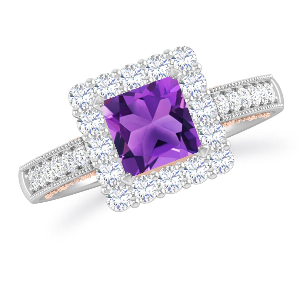 White Gold/Rose Gold - Amethyst