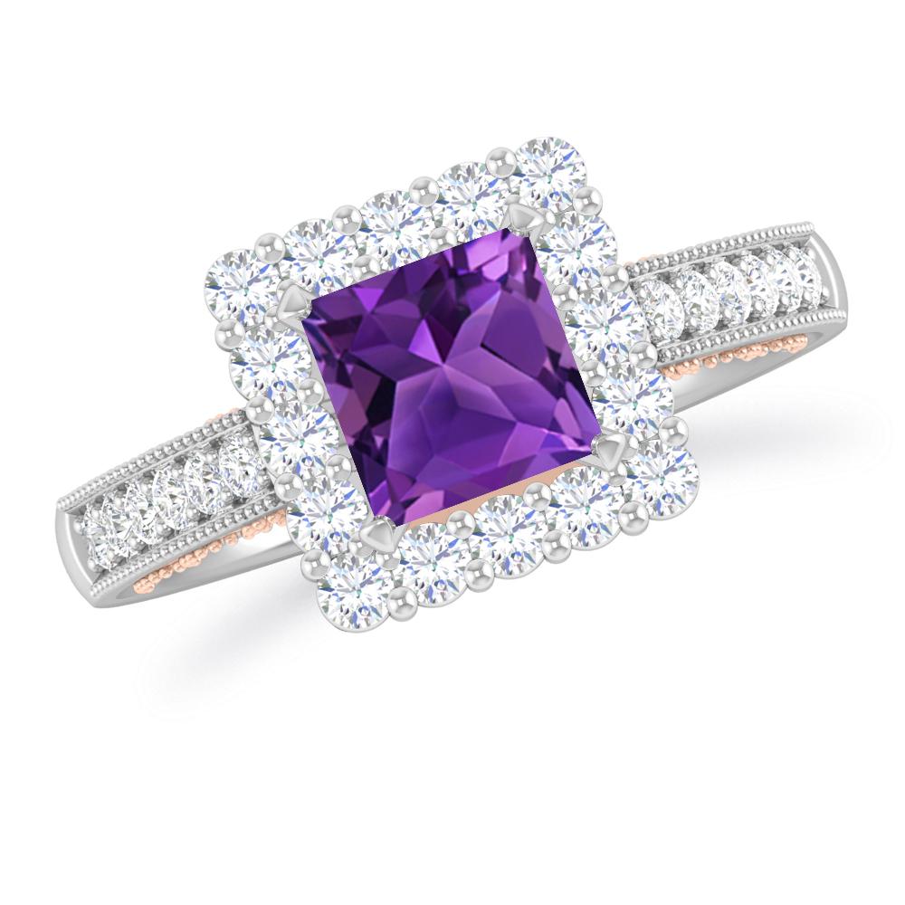 White Gold/Rose Gold - Amethyst
