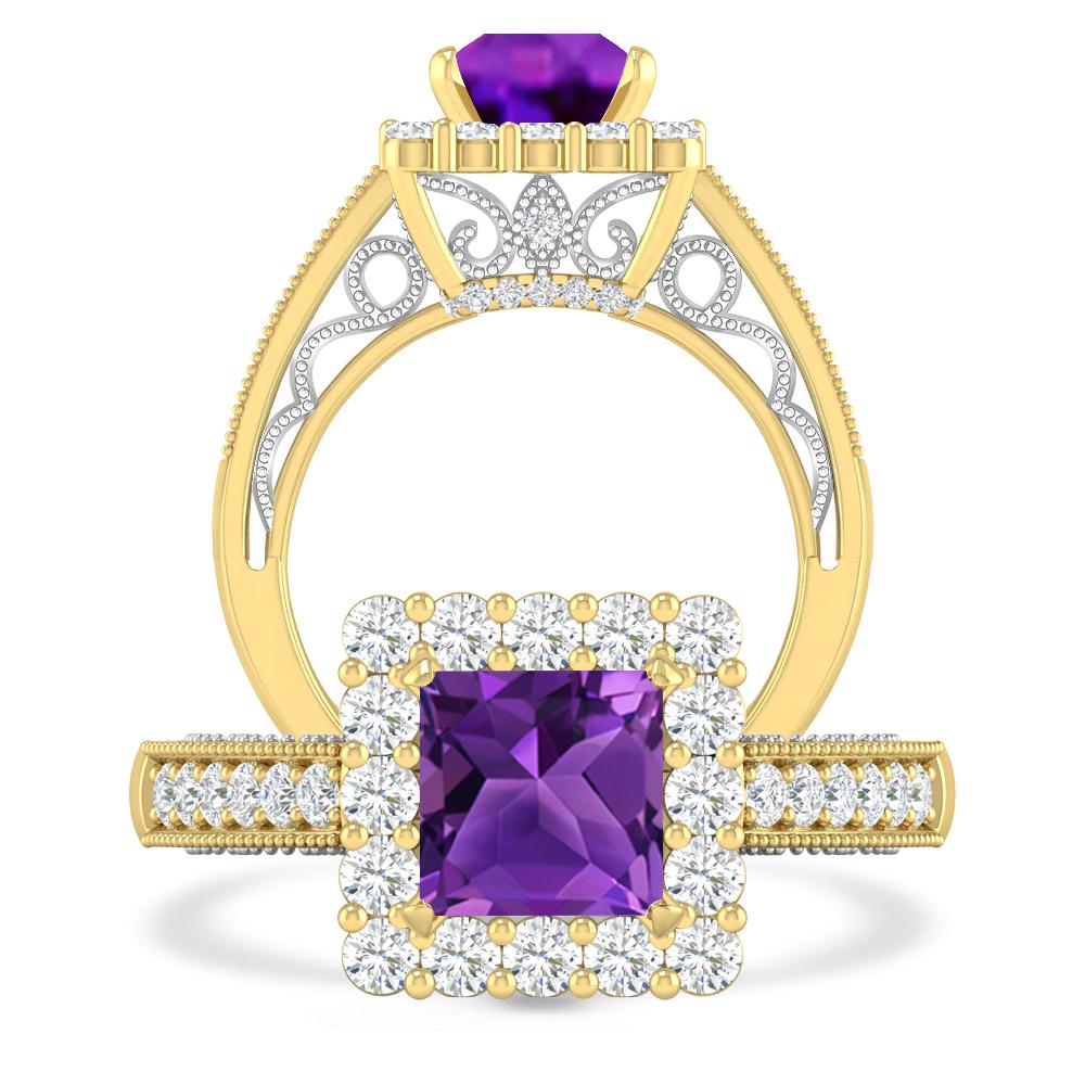 Yellow Gold/White Gold - Amethyst