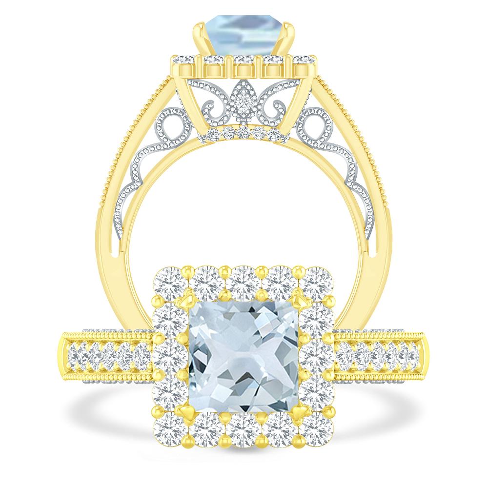 Yellow Gold - Aquamarine