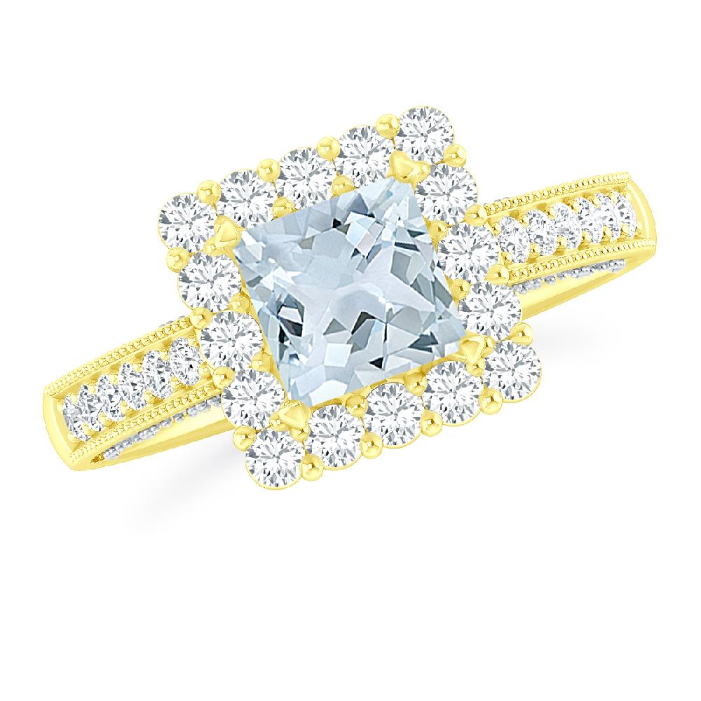 Yellow Gold - Aquamarine