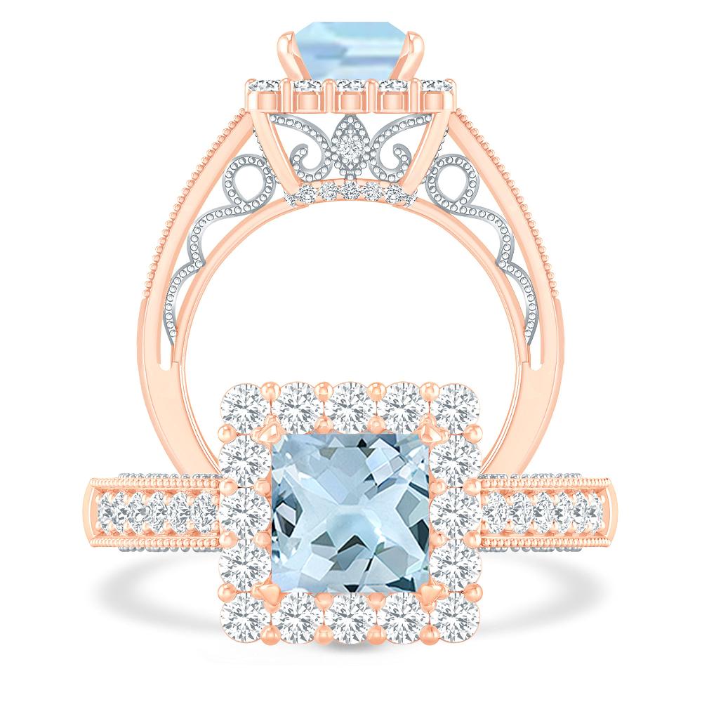 Rose Gold - Aquamarine