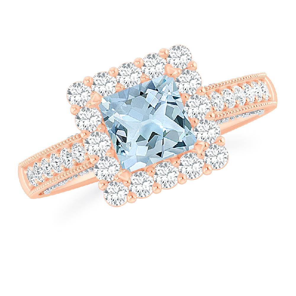 Rose Gold - Aquamarine