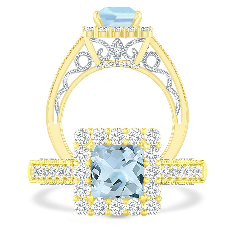 Yellow Gold - Aquamarine