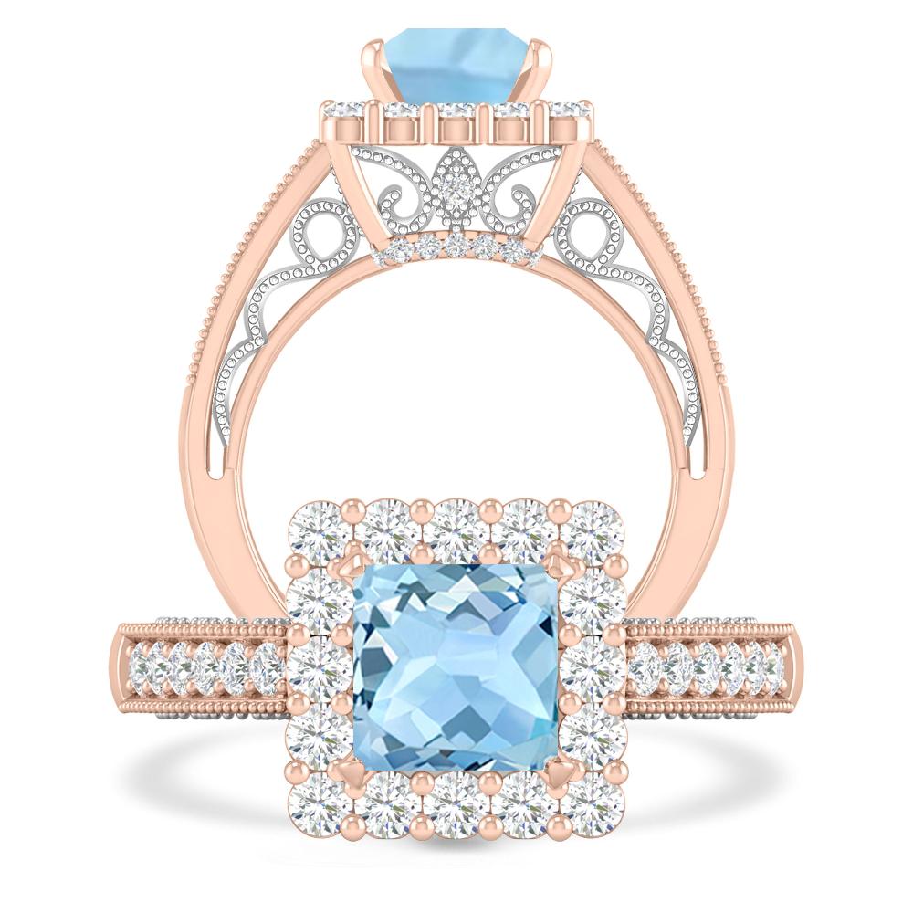 Rose Gold/White Gold - Aquamarine