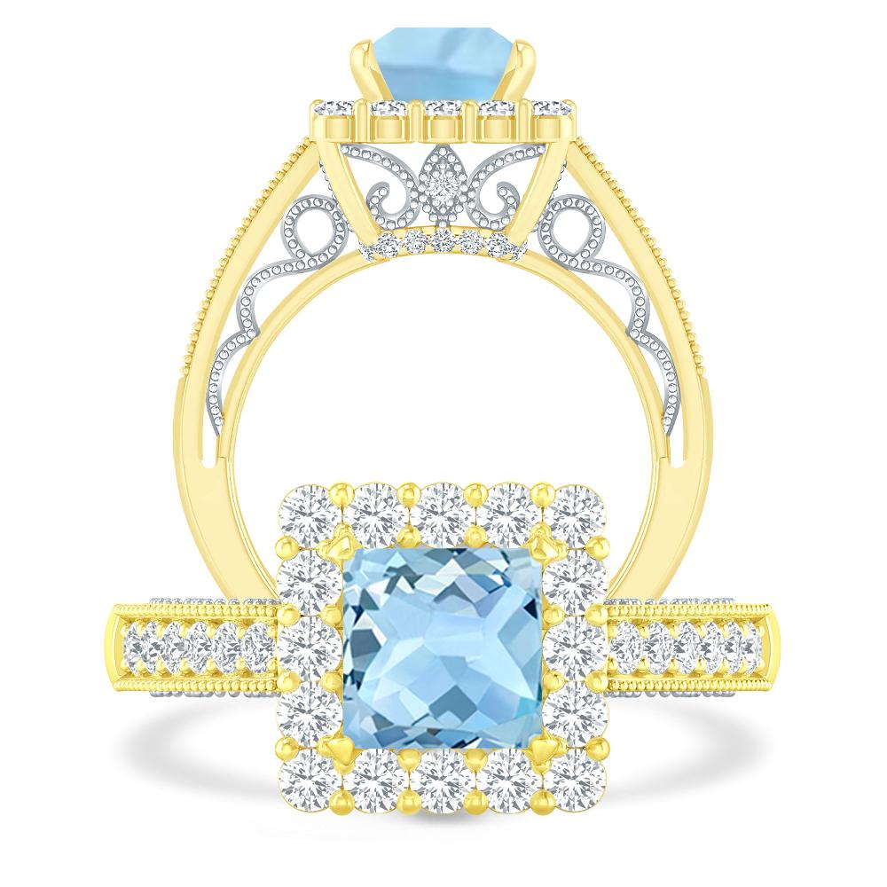 Yellow Gold - Aquamarine