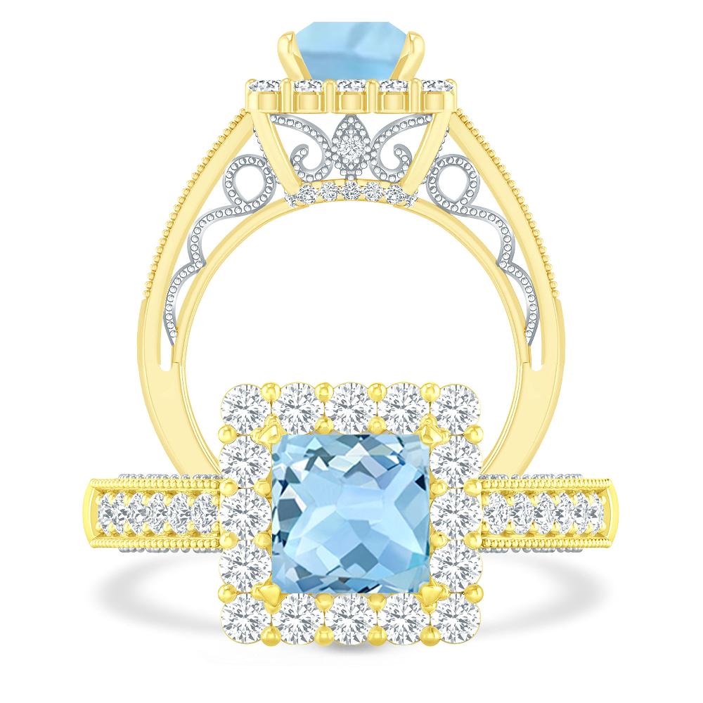 Yellow Gold - Aquamarine