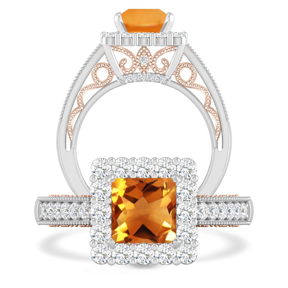 White Gold/Rose Gold - Citrine