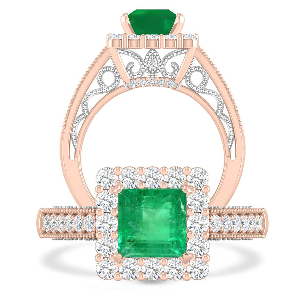 Rose Gold/White Gold - Emerald