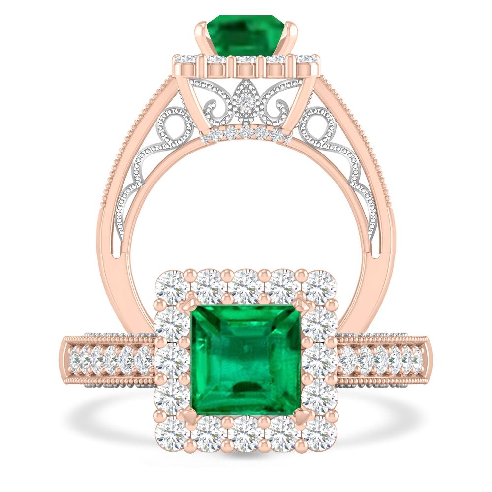 Rose Gold/White Gold - Emerald