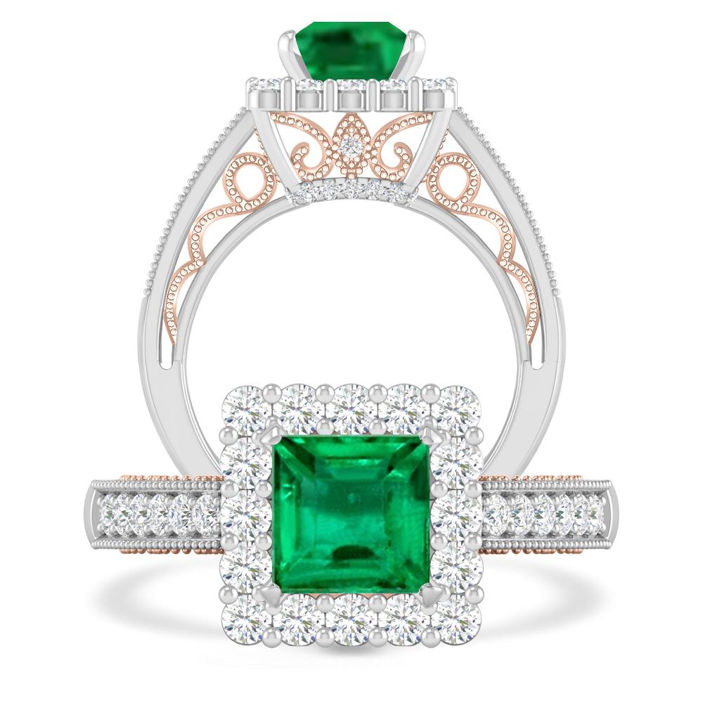 White Gold/Rose Gold - Emerald