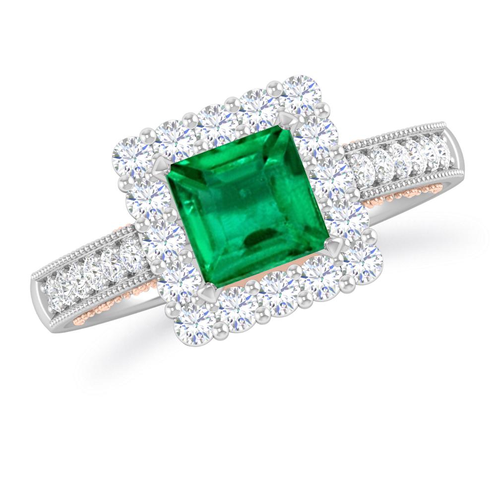 White Gold/Rose Gold - Emerald