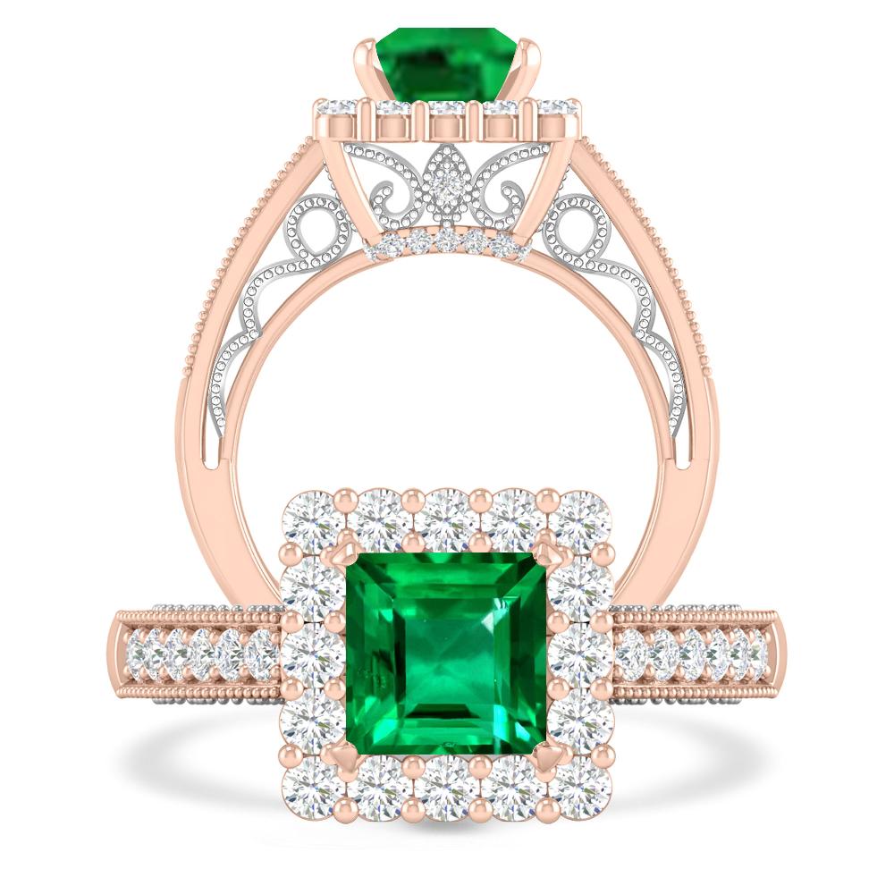 Rose Gold/White Gold - Emerald