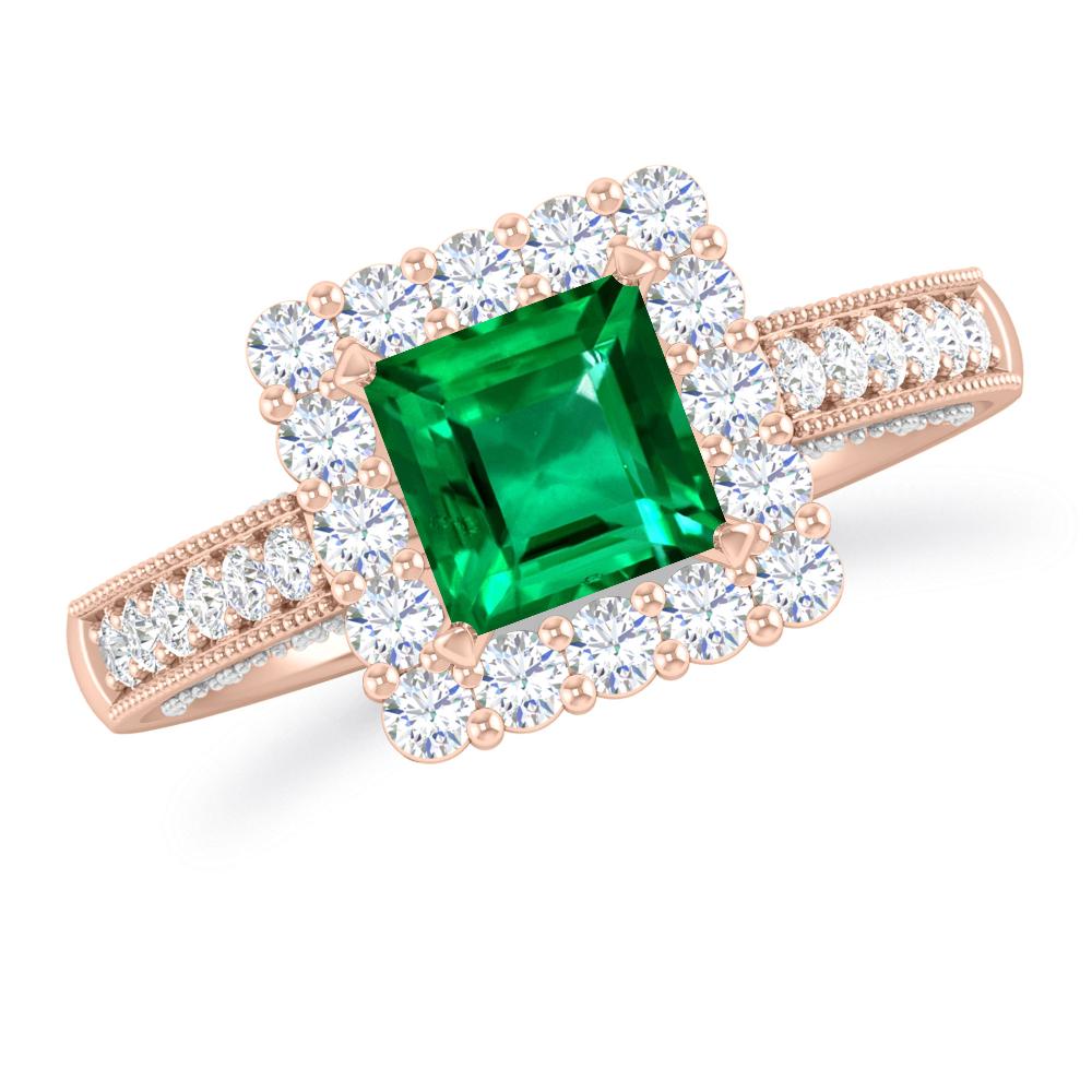 Rose Gold/White Gold - Emerald