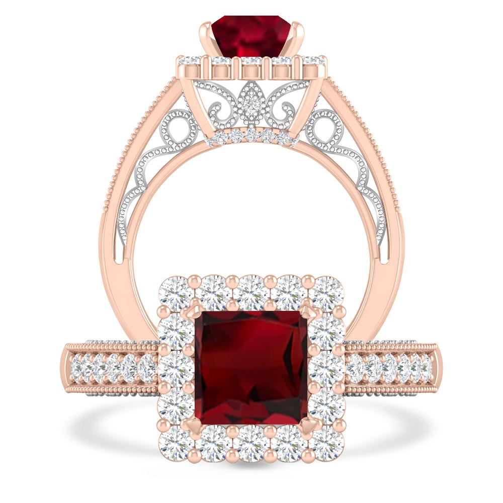 Rose Gold/White Gold - Garnet