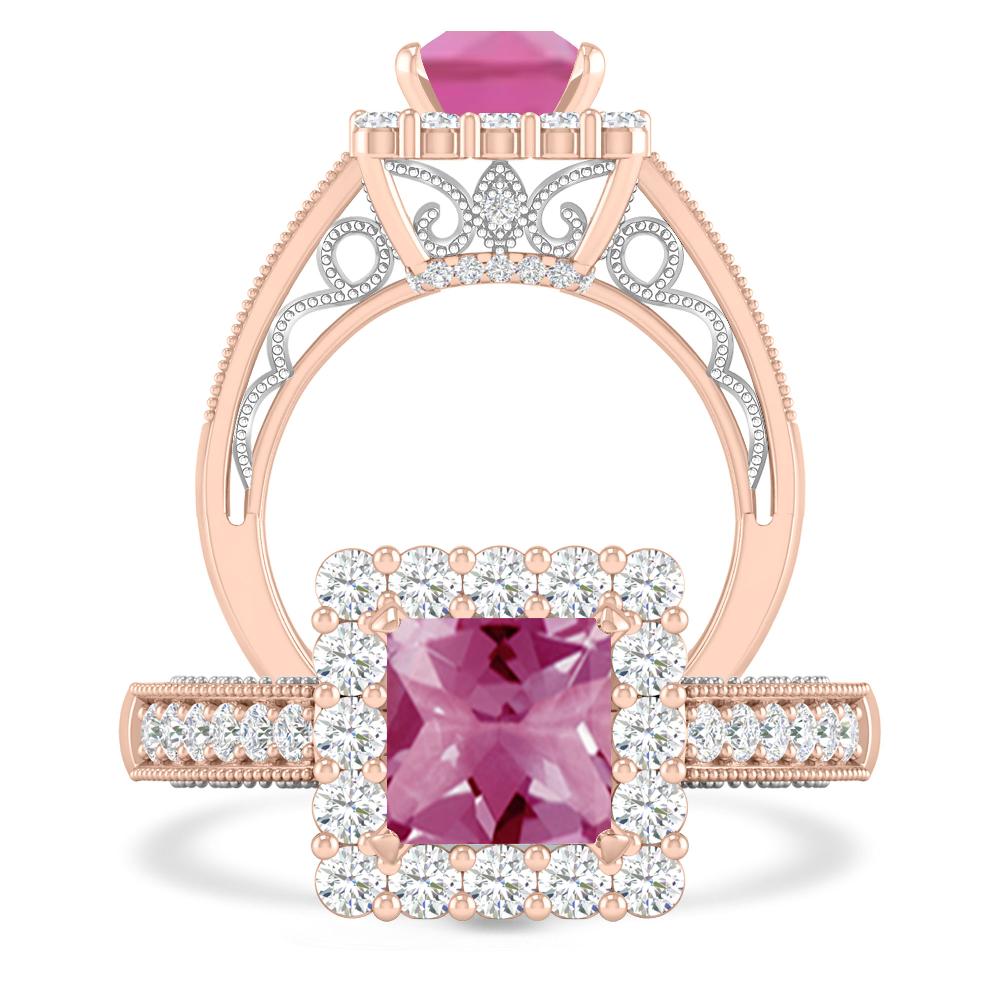 Rose Gold/White Gold - Pink Tourmaline