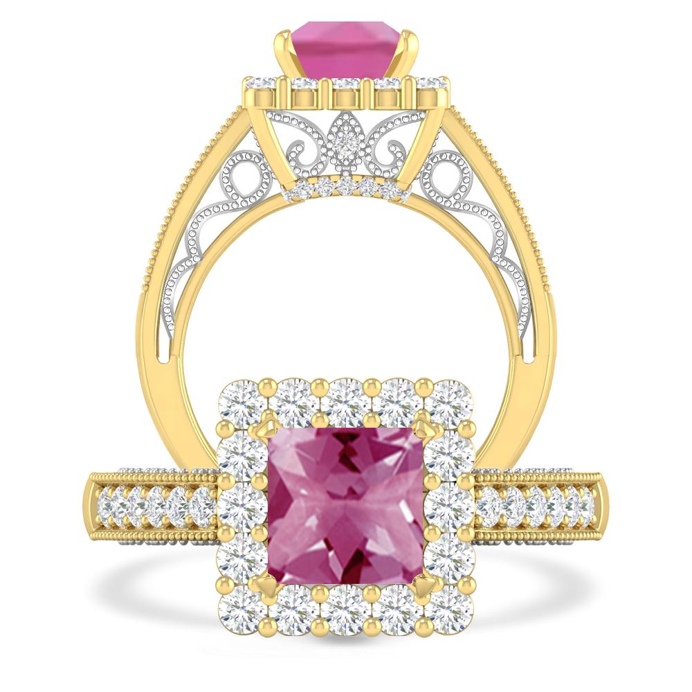 Yellow Gold - Pink Tourmaline