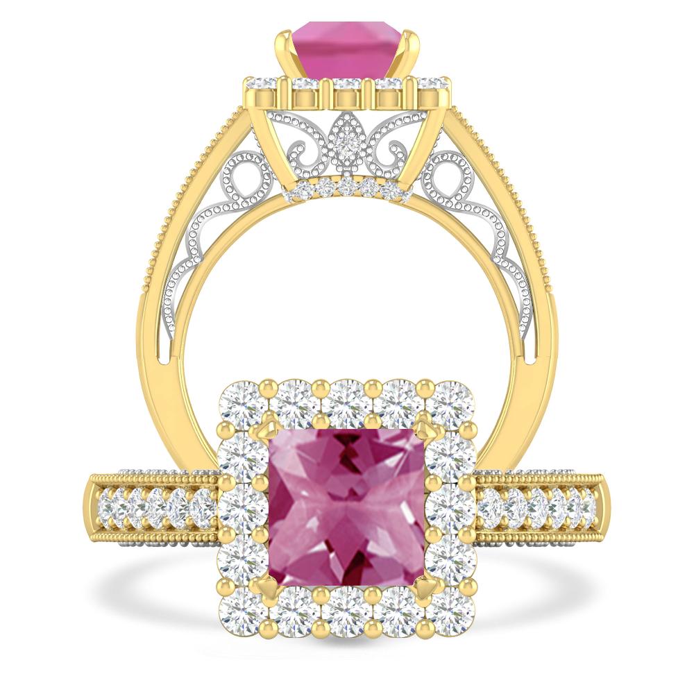 Yellow Gold/White Gold - Pink Tourmaline