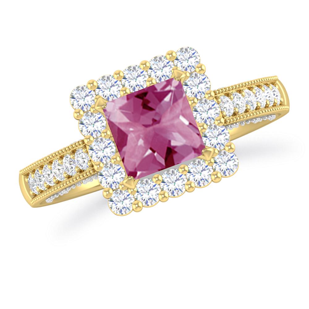 Yellow Gold - Pink Tourmaline