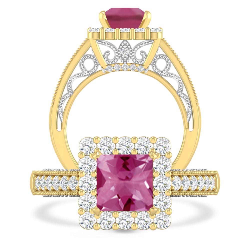 Yellow Gold - Pink Tourmaline