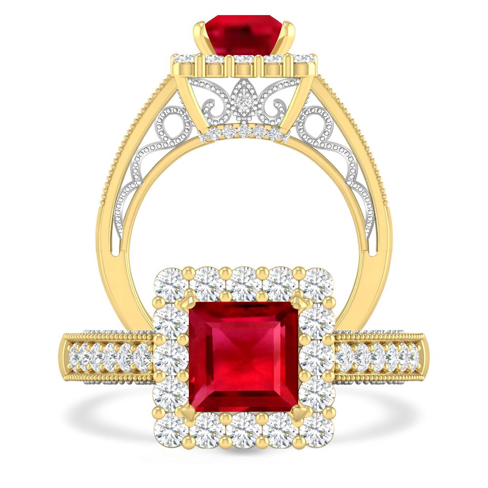 Yellow Gold/White Gold - Ruby