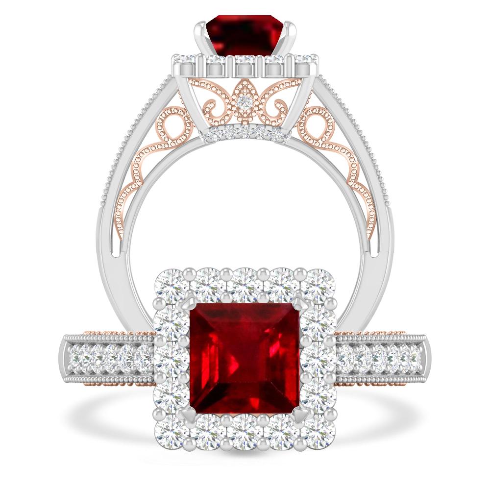 White Gold/Rose Gold - Ruby