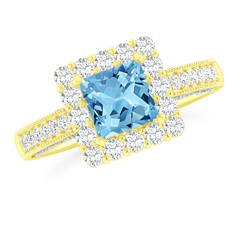 Yellow Gold - Blue Topaz