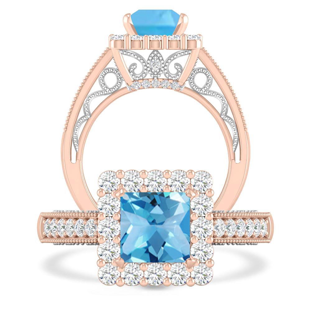 Rose Gold/White Gold - Blue Topaz