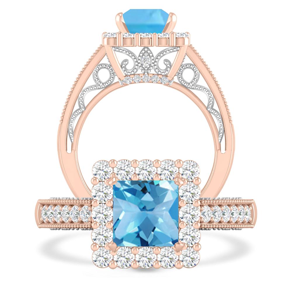 Rose Gold - Blue Topaz