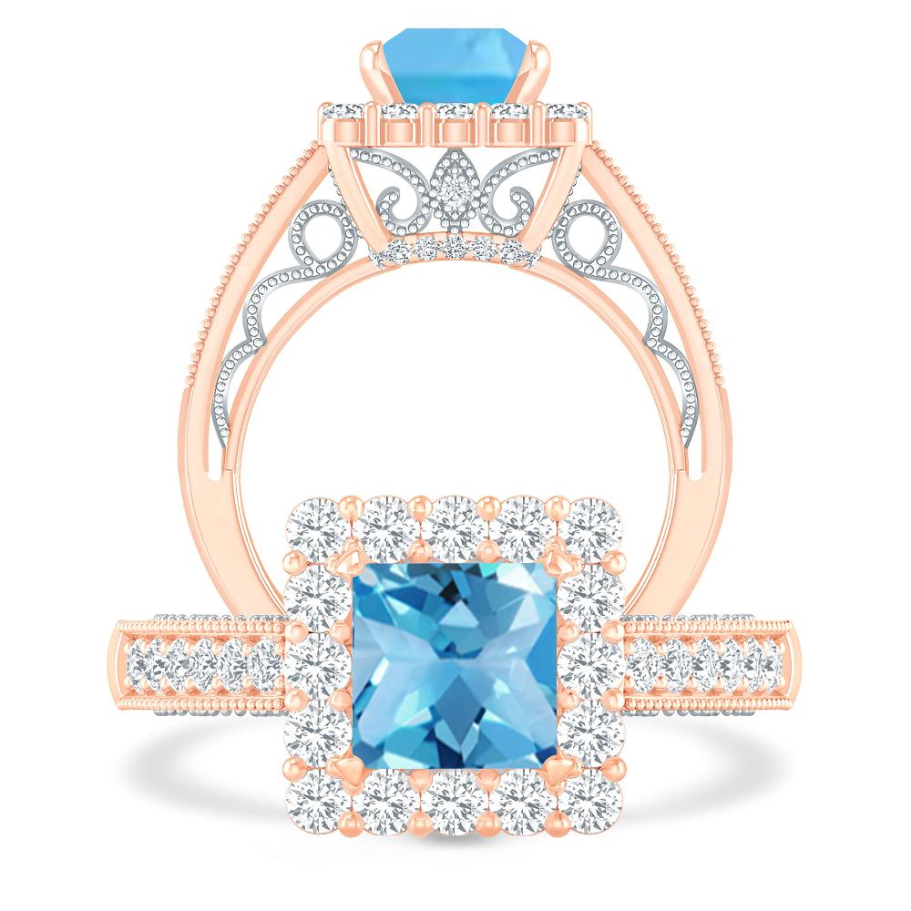 Rose Gold - Blue Topaz