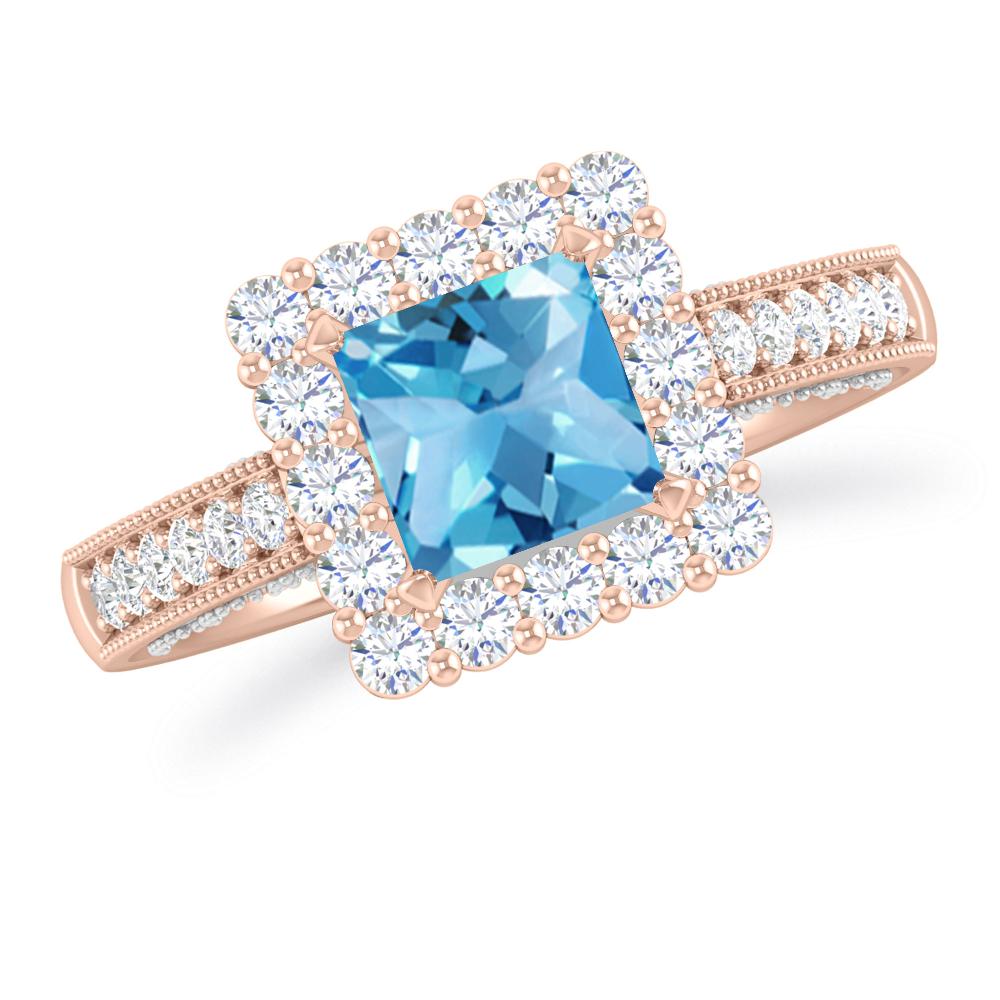 Rose Gold/White Gold - Blue Topaz