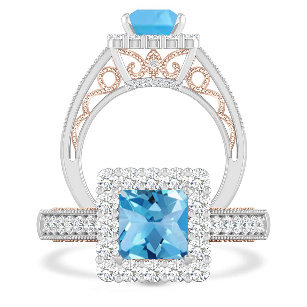 White Gold/Rose Gold - Blue Topaz