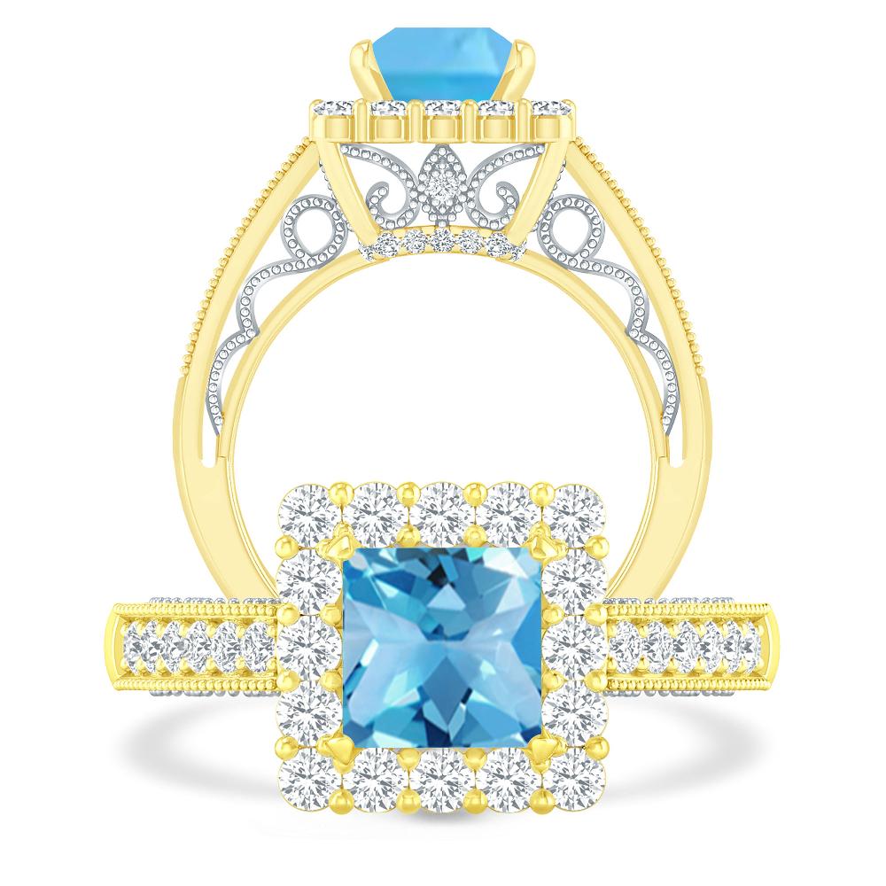 Yellow Gold - Blue Topaz