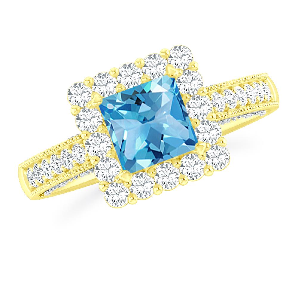 Yellow Gold - Blue Topaz