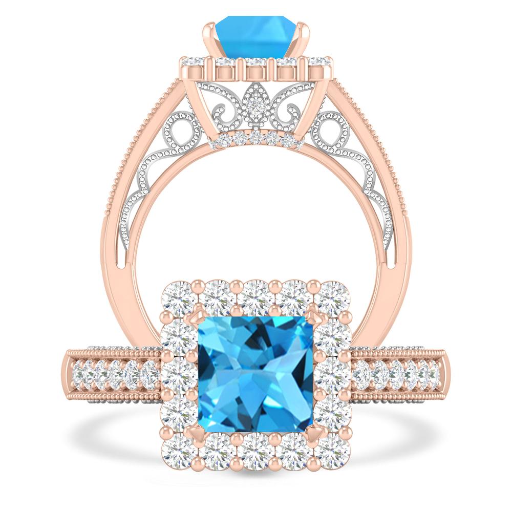 Rose Gold - Blue Topaz