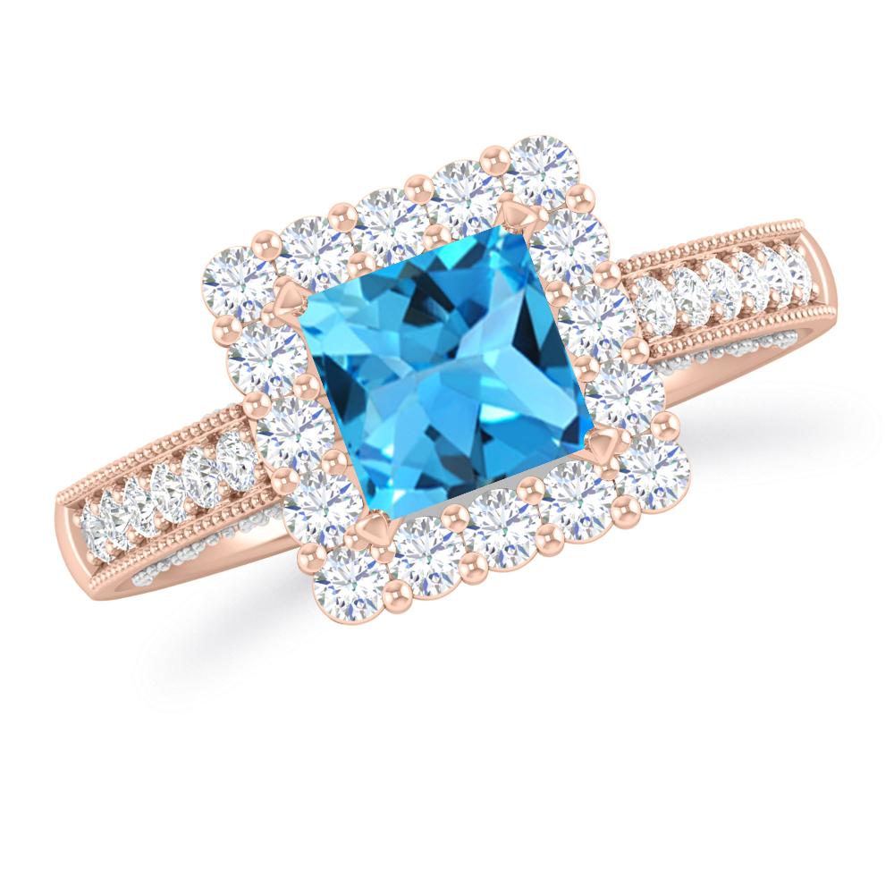 Rose Gold - Blue Topaz