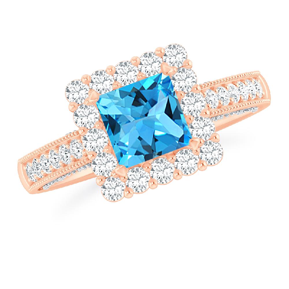 Rose Gold - Blue Topaz