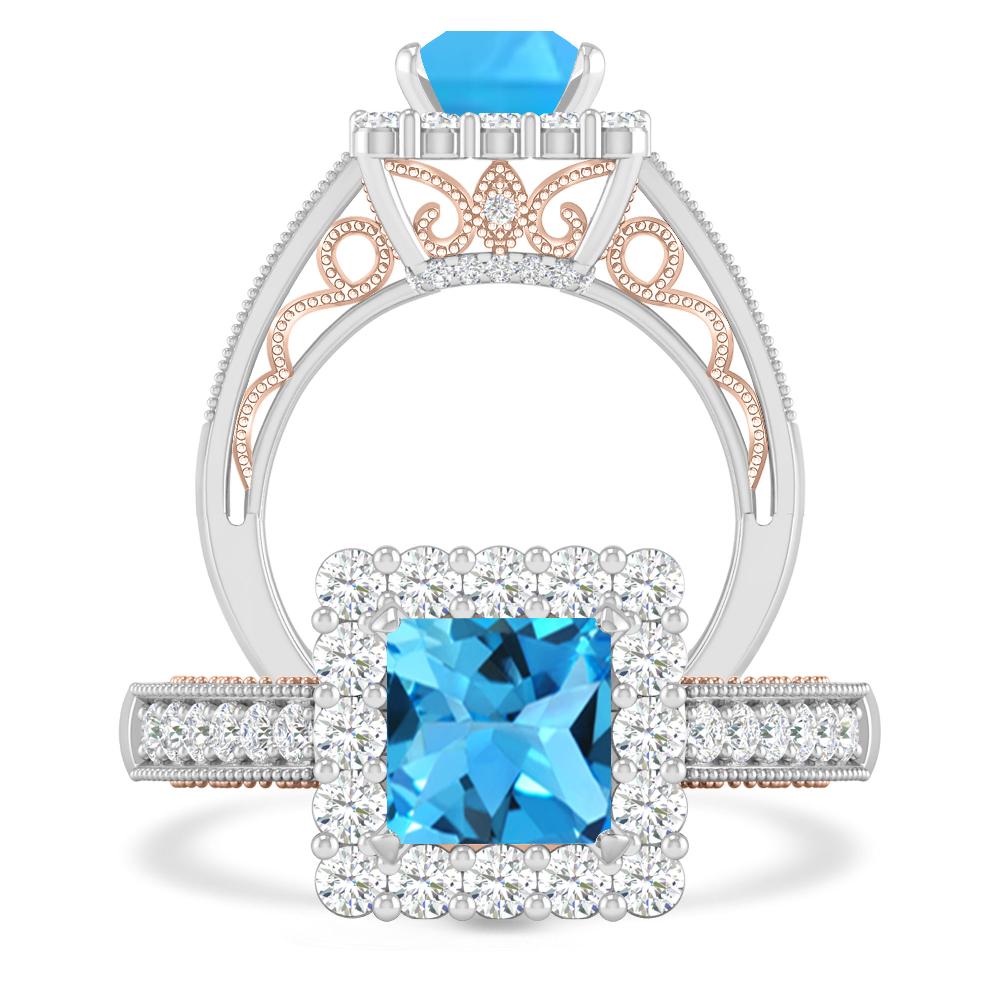 White Gold/Rose Gold - Blue Topaz