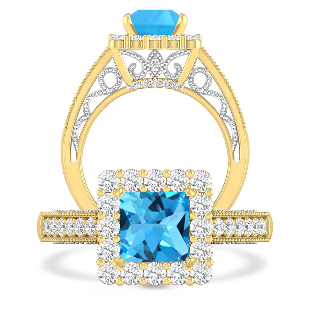 Yellow Gold/White Gold - Blue Topaz