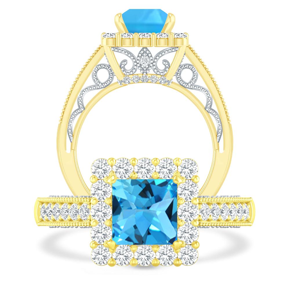 Yellow Gold - Blue Topaz