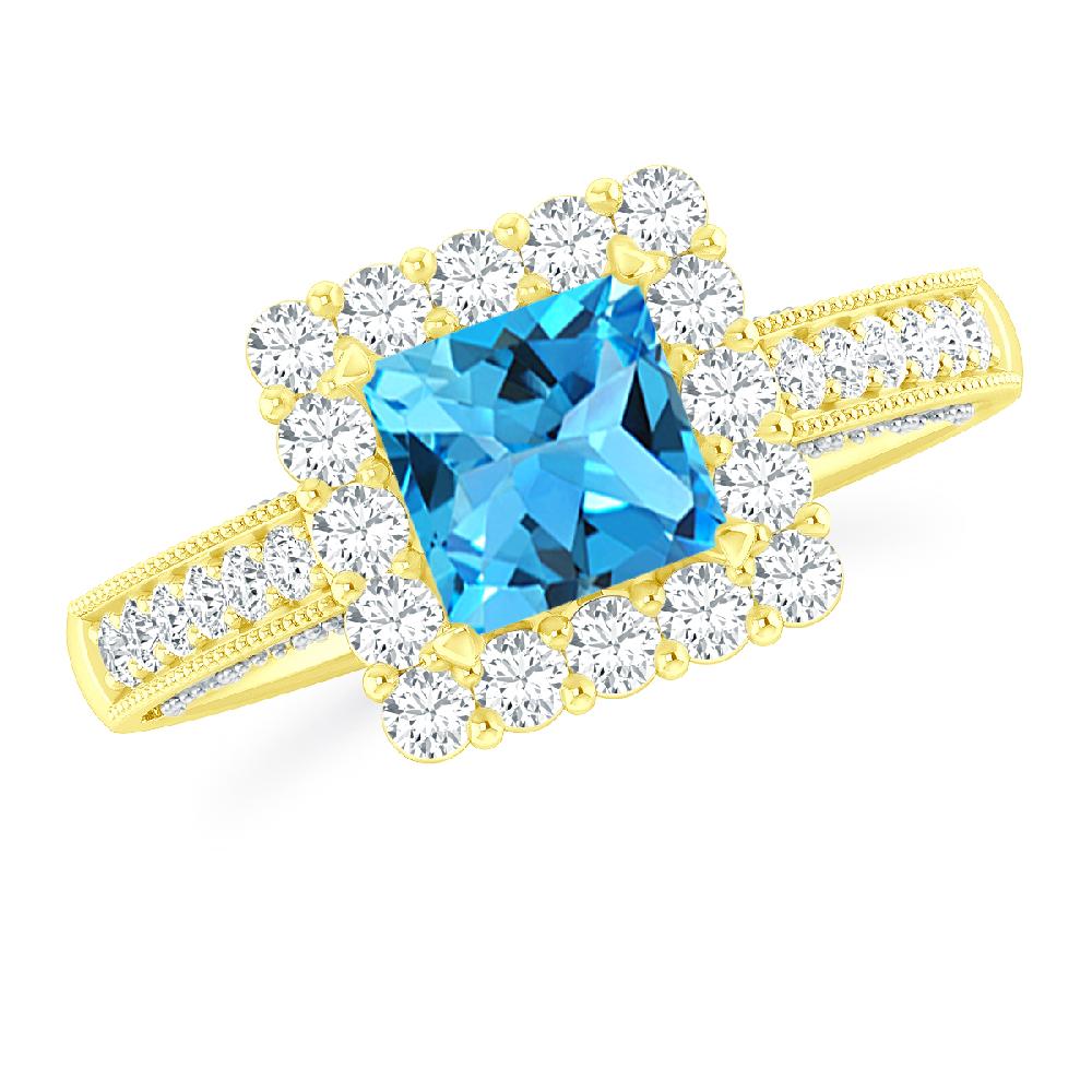 Yellow Gold - Blue Topaz