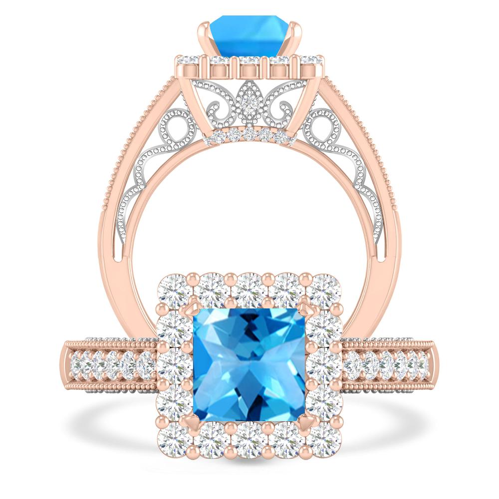 Rose Gold - Blue Topaz