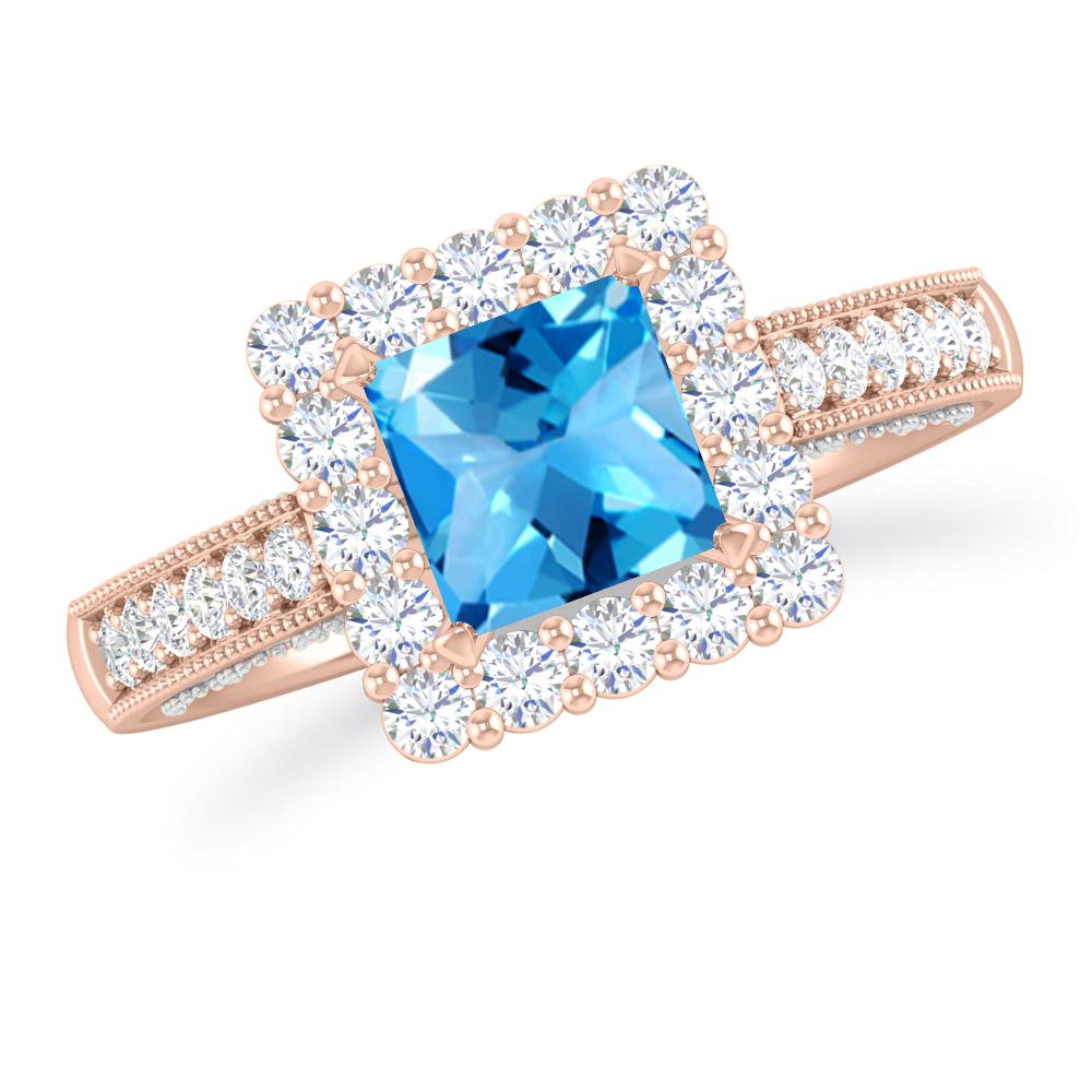 Rose Gold - Blue Topaz